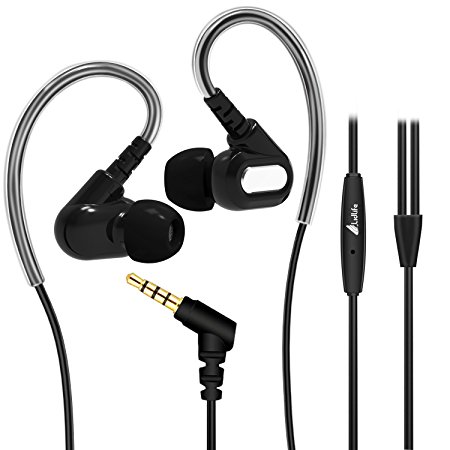 Earphones Headphones, Lidlife A6 Stereo Headphones Earbuds,Bass Driven,High Definition,in-ear,Noise Isolating with Microphone for Phones and MP3/MP4-S/M/L Ear Caps Included to offer the best fit and Maxium Comfort- Black