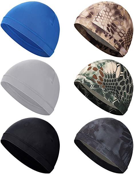 SATINIOR 6 Pieces Unisex Helmet Liner Skull Cap Cooling Cycling Cap Sports Helmet Cap Sweat Wicking Cap