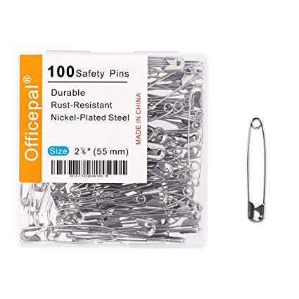 Officepal 200-Piece Safety Pins, Size 4, 2.17 inch/ 55mm – Durable, Rust-Resistant Nickel Plated Steel Set- Best Sewing Accessories Kit for Baby Clothing, Crafts & Arts