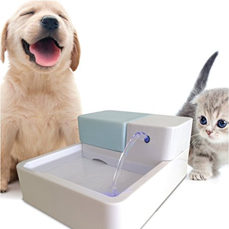 Pawfly Pet Fountain Automatic Water Drinking Cube Bowl with LED Light