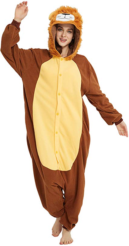 Lion Onesie Animal Jumpsuit Halloween Costume for Men Women