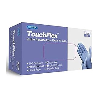 TouchFlex Nitrile Exam Gloves, Chemo-Rated, 4.5 Mil, Powder Free and Latex Free, Violet, Medium, 100/Box