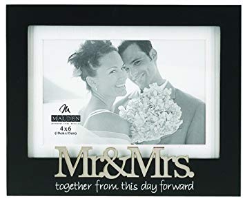 Malden International Designs Wedding Mr. and Mrs. Expression Picture Frame, 4x6, Black