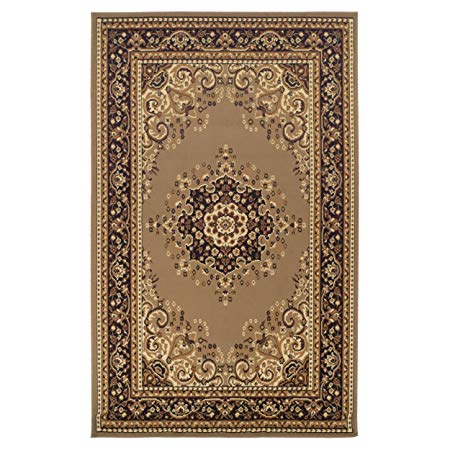 Superior Leopold Collection 5' x 8' Area Rug, Attractive Rug with Jute Backing, Durable and Beautiful Woven Structure, Oriental Medallion Rug with Detailed Border