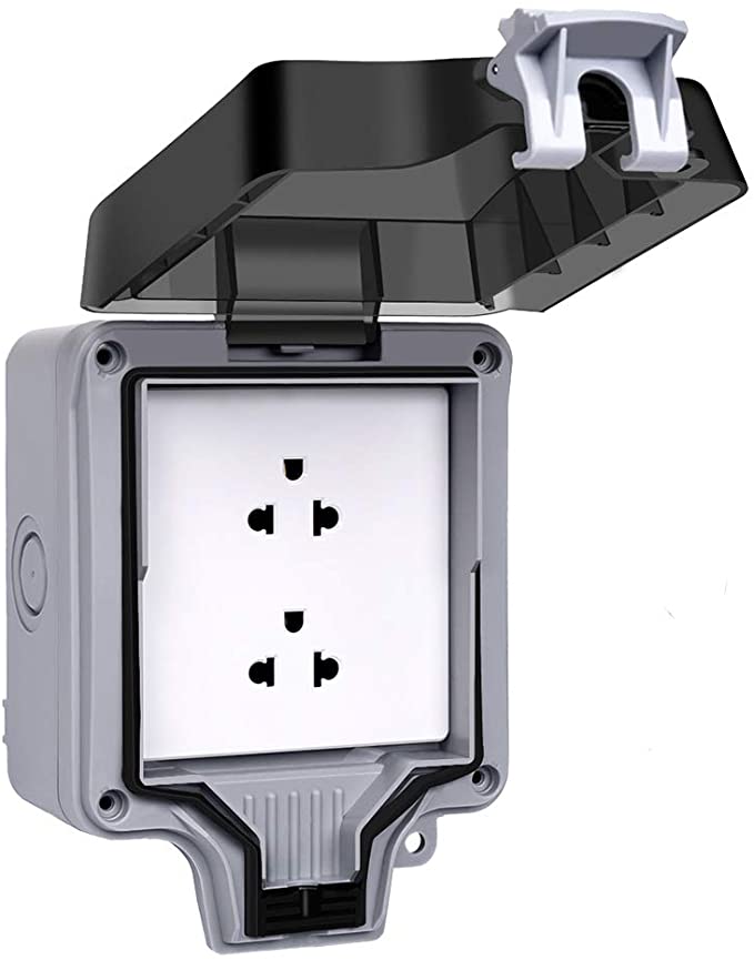 Outdoor Outlet,Wall Electrical Sockets,IP66 Waterproof Double Outlet with Cover, Weatherproof Socket for Kitchen,Bathroom,Garden,Swimming Pool,Outdoor/Indoor