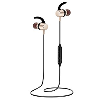 ZOYOL Bluetooth Headphones Runner Headsets Sports Earphones with Mic and Magnetic Switch In Ear Earbuds Noise Cancelling Wireless Headphones for Sports Gym Running - Gold