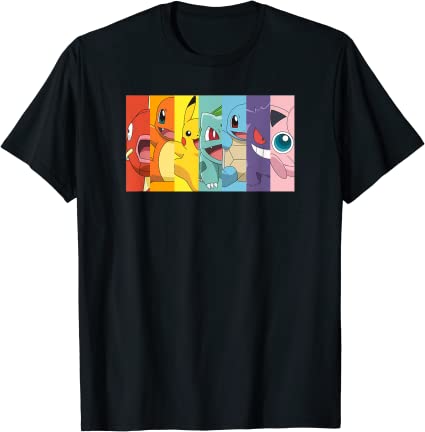 Pokémon Group Shot Poke Portrait Rainbow T-Shirt