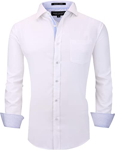 Alex Vando Mens Dress Shirts Wrinkle Free Regular Fit Stretch Bamboo Button Down Shirt