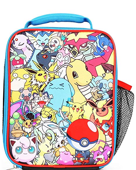 Pokemon All Over Print Multi Characters Insulated Lunch Bag for Kids with Mesh Pocket