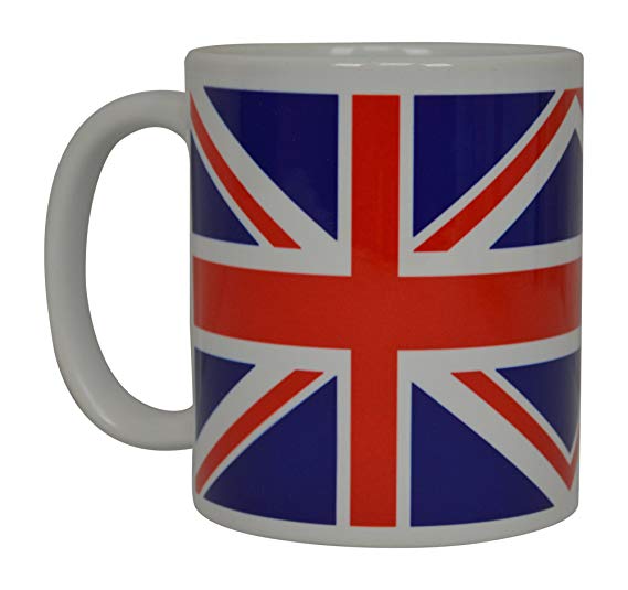 Rogue River Tactical Best Coffee Mug UK Union Jack British Flag Novelty Cup Great Gift Idea For Men Women United Kingdom,White