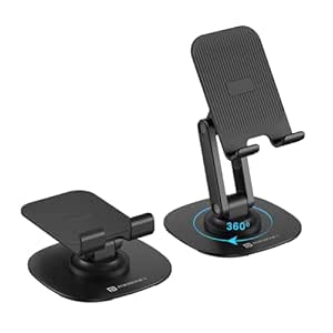 Portronics Mobot III Multifunctional Universal Mobile Holder with 360° Rotating Base, Multiple Adjustment Angles,Compatible for Mobile,Tablets & iPad(Black)