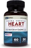 KRILL OIL  COQ10 Heart and Circulation Formula by DailyNutra Supports Lower Cholesterol Blood Pressure and Triglycerides