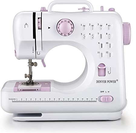 Sewing Machines, Mini Portable Electric Heavy Duty Industrial Machines with Foot Pedal Double Thread 12 Built-in Stitches Lightweight Beginner Sewing Machine(Desktop)