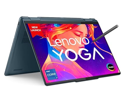 Lenovo Yoga 7 Intel Core i7-1360P 14 inch(35.5cm) OLED 2-in-1 convertible 400Nits Laptop(16GB/512GB SSD/Win 11/Office 2021/Backlit KB/Digital Pen/Alexa/3 month Game Pass/Tidal Teal/1.49Kg), 82YL0060IN