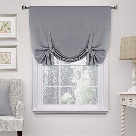 H.VERSAILTEX Premier Thermal Insulated Blackout Curtain Tie Up Window Shade (Rod Pocket Panel) - 42" Wide by 63" Long - Dove Gray