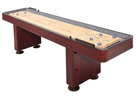 Shuffleboard Table 12 Ft Set Hardwood Block Surface Home Game - Dark Cherry