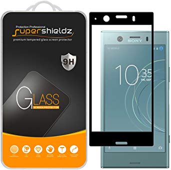 (2 Pack) Supershieldz for Sony (Xperia XZ1 Compact) Tempered Glass Screen Protector, (Full Screen Coverage) Anti Scratch, Bubble Free (Black)