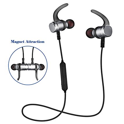 Bluetooth Earphones, Wireless Bluetooth 4.1 In-ear Stereo Headphones Earbuds with Magnetic Automatic Turning On/Off for IOS and Android Cellphones (Black)