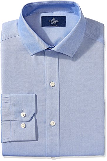 Buttoned Down Men's Non-Iron Fitted Pinpoint Spread Collar Dress Shirt