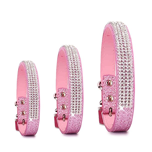 Pet's House Dog Collars for Large Dogs Female Bling Personalized Girl Pitbull Leather Pink Spikes Sparkle Training Thick Shock