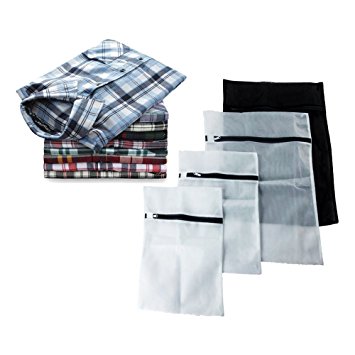 Mesh Laundry Bags Set of 4 Wash Bags Men Shirt Sweater Socks Scarves Mittens Delicate Clothes Underwear Laundry Bags with Zipper for Wash Dryer Machine Home Travel (Wash bag 3 1 Black)