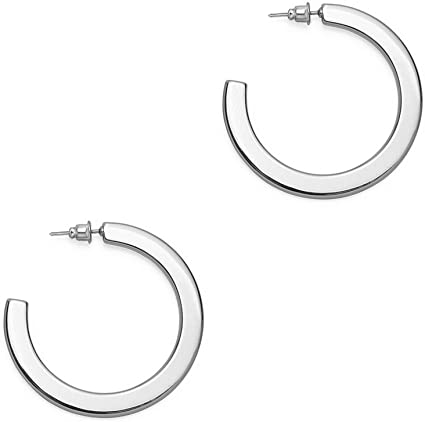 PAVOI 14K Gold Plated Hoop Earrings For Women | 4mm Flat Infinity Gold Hoops Women Earrings | Gold Plated Loop Earrings For Women | Lightweight Hoop Earrings Set For Girls