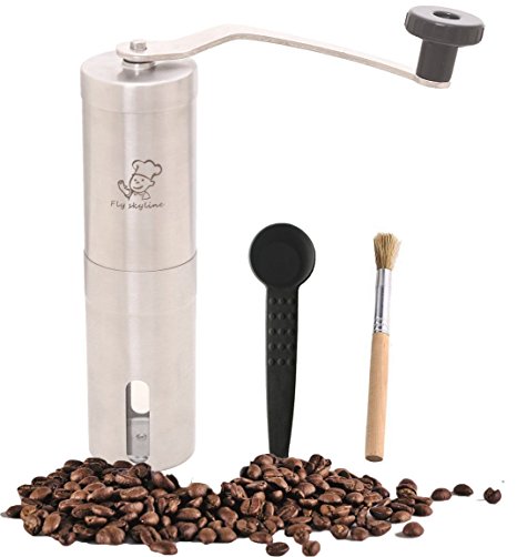 Manual Coffee Grinder Stainless Steel  Ceramic Conical Hand Crank Coffee Bean Grinder Included Measuring Spoon and Cleaning Brush