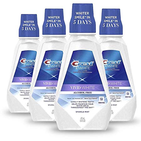 Crest Moisturizing Alcohol Free Mouthwash, Vivid White, Alcohol Free (Pack of 4)