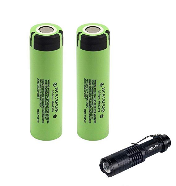 2-Pcs 3400mAh GenuineNCR18650B Rechargeable 3.7V Battery   LED Flashlight Torch Kit