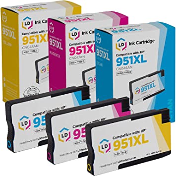 LD Compatible Ink Cartridge Replacements for HP 951XL High Yield (Cyan, Magenta, Yellow, 3-Pack)