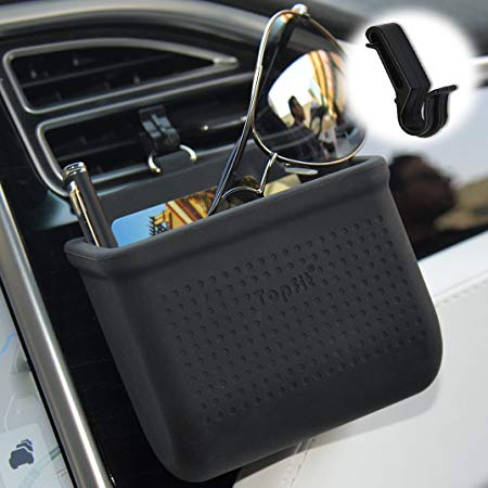 Universal Car Air Vent Mount Outlet Storage Box Case Bag Pouch Holder,Cell Phone Hanging Pocket Dash Organizer Container for Smart Phone,Glasses,Pen,Coin,Key,Credit Card