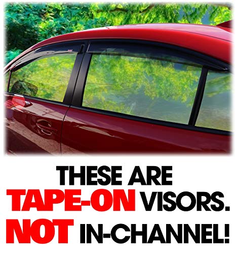 C&C Car Worx Tape-On Outside-Mount WV-12WRX-TF Set of 4 Side Window Visor Rain Guard Deflectors to fit Subaru Impreza WRX & STI, Sedan Models ONLY, 2015-2016-2017-2018-2019