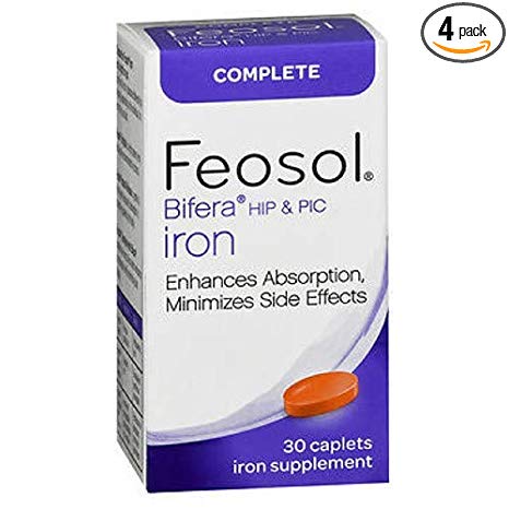 Feosol Bifera Iron Caplets Complete 30 ea (Pack of 4)
