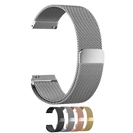 Cbin Quick Release Bracelet - Choice of Color and Width 14mm / 16mm / 18mm / 20mm / 22mm / 24mm Stainless Steel Fully Magnetic Closure Milanese Watch Bands for Men and Women