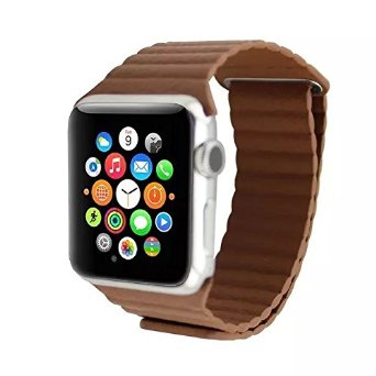 HappyCell Genuine Leather Loop Band for Apple Watch iwatchReplacement Leather strap for Apple Watch all version realsed on 2015 42MM BROWN