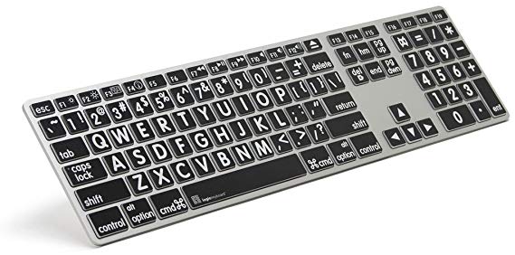 Logickeyboard LargePrint White on Black - Mac Advanced Line Keyboard - LKBU-LPRNTWB-AM89-US