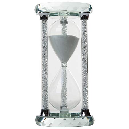 IFOLAINA Crystal Hourglass Round Multi-faceted Base Diamonds Column White Sand Timer Multiple Time Available