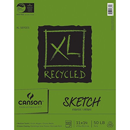 Canson 11-Inch by 14-Inch Extra Long Recycled Sketch Book, 100-Sheet