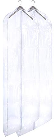 Clear Vinyl Gown Bag - Protect your Clothing while Traveling and Dust Free while Hanging in your Closet. These Garment Bags are ideal for Coats, Suits, Dresses or Gowns - Set of 2 (24 X 65 Inches)