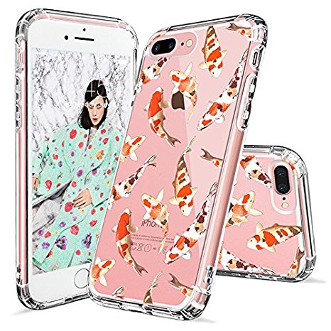 iPhone 8 Plus Case, iPhone 7 Plus Case, MOSNOVO Fashion Koi Fish Printed Clear Design Transparent Plastic Hard Back Case with TPU Bumper Protective Case Cover for iPhone 7 Plus / iPhone 8 Plus