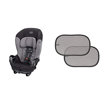 Evenflo Sonus Convertible Car Seat, Charcoal Sky with 2 Piece Car Window Cling Shades, Grey Chevron