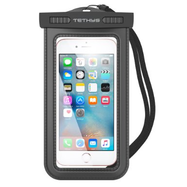 Universal Waterproof Case, TETHYS IPX8 Certified Waterproof Dry Bag for Cellphone iPhone 6 6S Plus, SE 5 5S 5C 7,Samsung Galaxy S7 S6 Edge,Note 7 6 5,4,HTC LG Sony Nokia up to 6.0" diagonal - Black