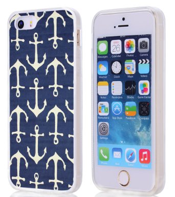 iPhone SE Case Anchor,iPhone 5 & 5S & SE Soft Clear TPU 360 Degree Protective Case W Nice Anchor Pattern
