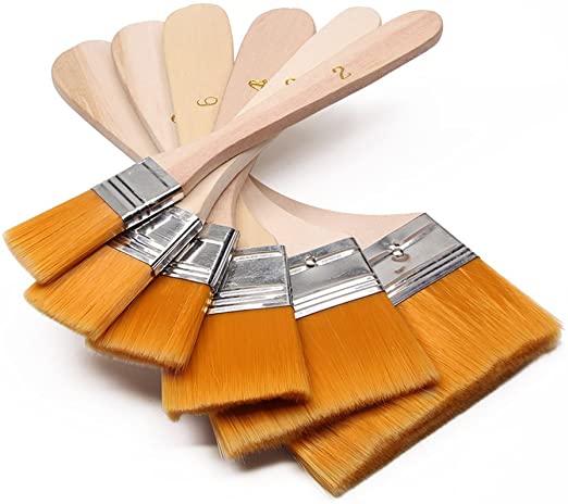 Paint Brushes Set 6 Piece, Multifunctional Paint Flat Brush Set, Wall Brushes,Flat Paintbrush, Flat Artist Nylon Paint Brush for Drawing,Painting,Brush Glue,Barbecue or Cleaning Dust