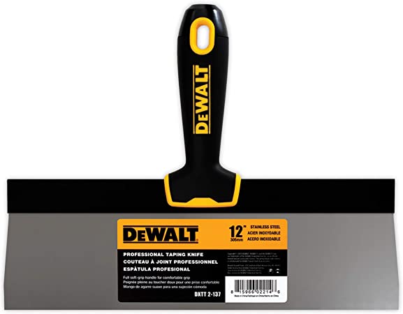 DEWALT 12" Taping Knife | Stainless Steel w/Soft Grip Handle | DXTT-2-137