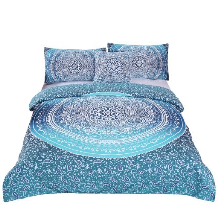 Sleepwish 4 Pcs Bohemian Luxury Boho Bedding Crystal Arrays Bedding Quilt Bedspread Mandala Hippie Duvet Cover Set Twin Size