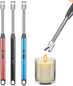 vairag shop Stainless Steel Electric Rechargeable Gas Lighter Flameless Windproof USB Lighter 360 Deg Flexible Neck Arc Lighter for Kitchen,Barbecue,Candles,Gas Stove,BBQ,Fireworks(Multicolor)