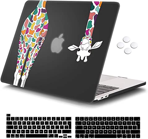 Macbook Pro 13 inch Case 2020 Release A2338 M1 A2251 A2289, iCasso Plastic Hard Shell Case Protective Cover & Keyboard Cover Compatible New Macbook Pro 13 inch with Touch Bar - Black Colorful Giraffe