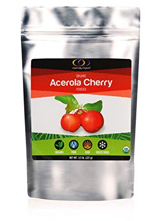 Freeze Dried Acerola Cherry Powder, Organic Certified, Raw All Natural Whole Fruit, Sugar Substitute ½ lb