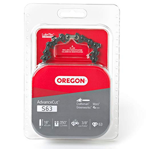 Oregon S63 AdvanceCut 18-Inch Chainsaw Chain, Fits Craftsman, Worx, Greenworks